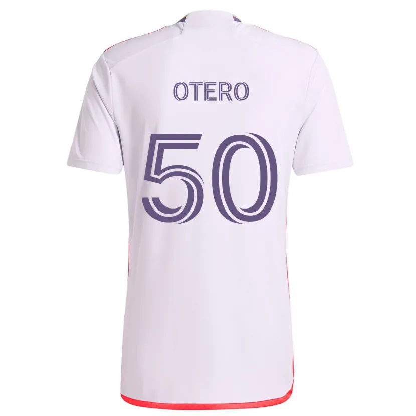 Danxen Niño Camiseta Javier Otero #50 Blanco Rojo Púrpura 2ª Equipación 2024/25 La Camisa