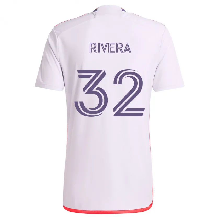 Danxen Niño Camiseta Wilfredo Rivera #32 Blanco Rojo Púrpura 2ª Equipación 2024/25 La Camisa