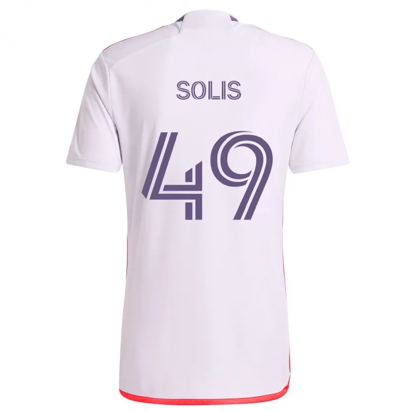 Danxen Niño Camiseta Jhon Solís #49 Blanco Rojo Púrpura 2ª Equipación 2024/25 La Camisa