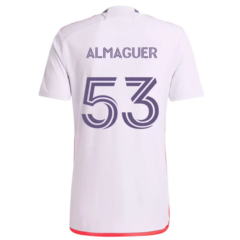 Danxen Niño Camiseta Jorge Almaguer #53 Blanco Rojo Púrpura 2ª Equipación 2024/25 La Camisa