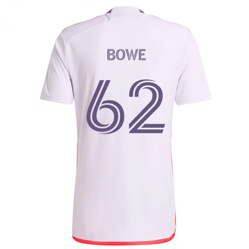 Danxen Niño Camiseta Thomas Bowe #62 Blanco Rojo Púrpura 2ª Equipación 2024/25 La Camisa