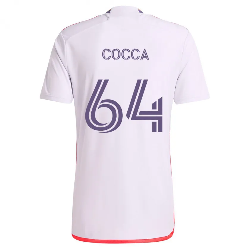 Danxen Niño Camiseta Manuel Cocca #64 Blanco Rojo Púrpura 2ª Equipación 2024/25 La Camisa