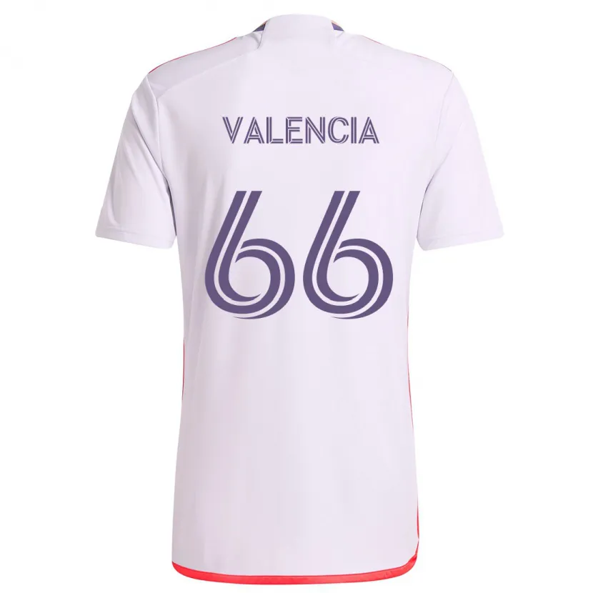 Danxen Niño Camiseta Yeiler Valencia #66 Blanco Rojo Púrpura 2ª Equipación 2024/25 La Camisa