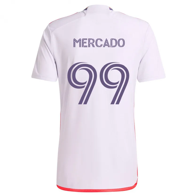 Danxen Niño Camiseta Carlos Mercado #99 Blanco Rojo Púrpura 2ª Equipación 2024/25 La Camisa