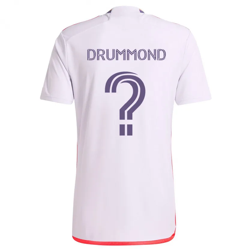 Danxen Niño Camiseta Owen Drummond #0 Blanco Rojo Púrpura 2ª Equipación 2024/25 La Camisa