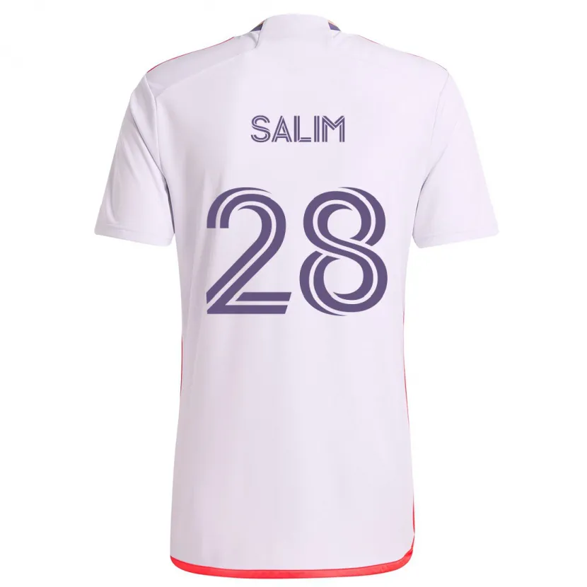 Danxen Niño Camiseta Abdi Salim #28 Blanco Rojo Púrpura 2ª Equipación 2024/25 La Camisa