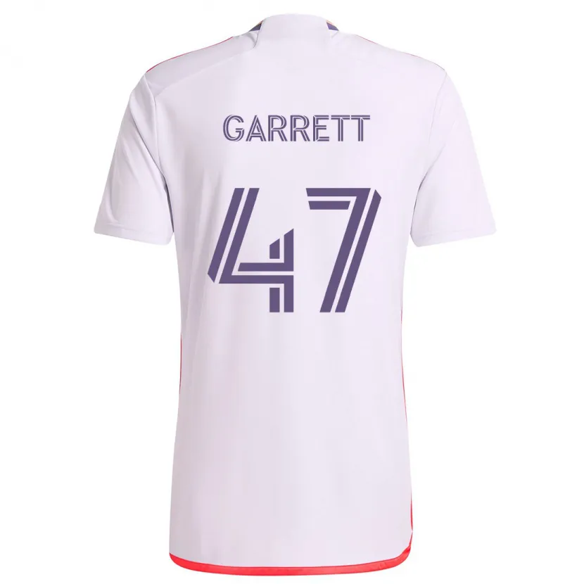 Danxen Niño Camiseta Ian Garrett #47 Blanco Rojo Púrpura 2ª Equipación 2024/25 La Camisa