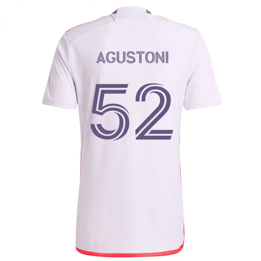 Danxen Niño Camiseta Gonzalo Agustoni #52 Blanco Rojo Púrpura 2ª Equipación 2024/25 La Camisa