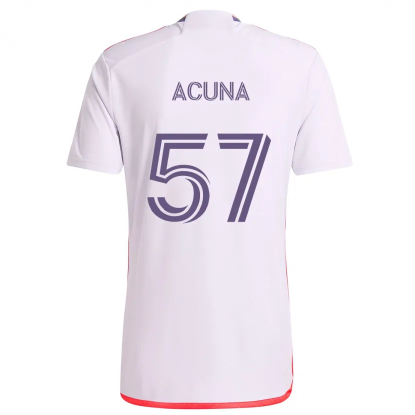 Danxen Niño Camiseta Cristofer Acuña #57 Blanco Rojo Púrpura 2ª Equipación 2024/25 La Camisa