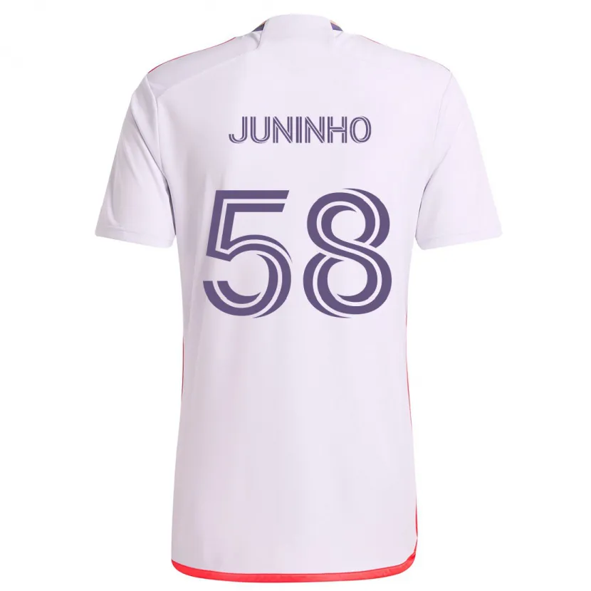 Danxen Niño Camiseta Juninho #58 Blanco Rojo Púrpura 2ª Equipación 2024/25 La Camisa