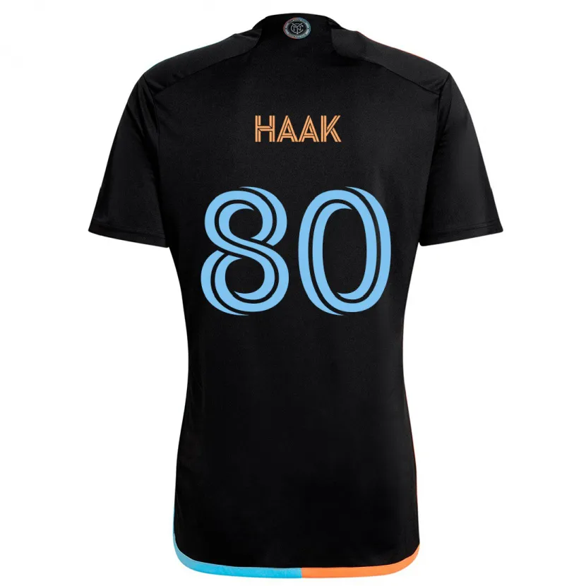 Danxen Niño Camiseta Justin Haak #80 Negro Naranja Azul 2ª Equipación 2024/25 La Camisa