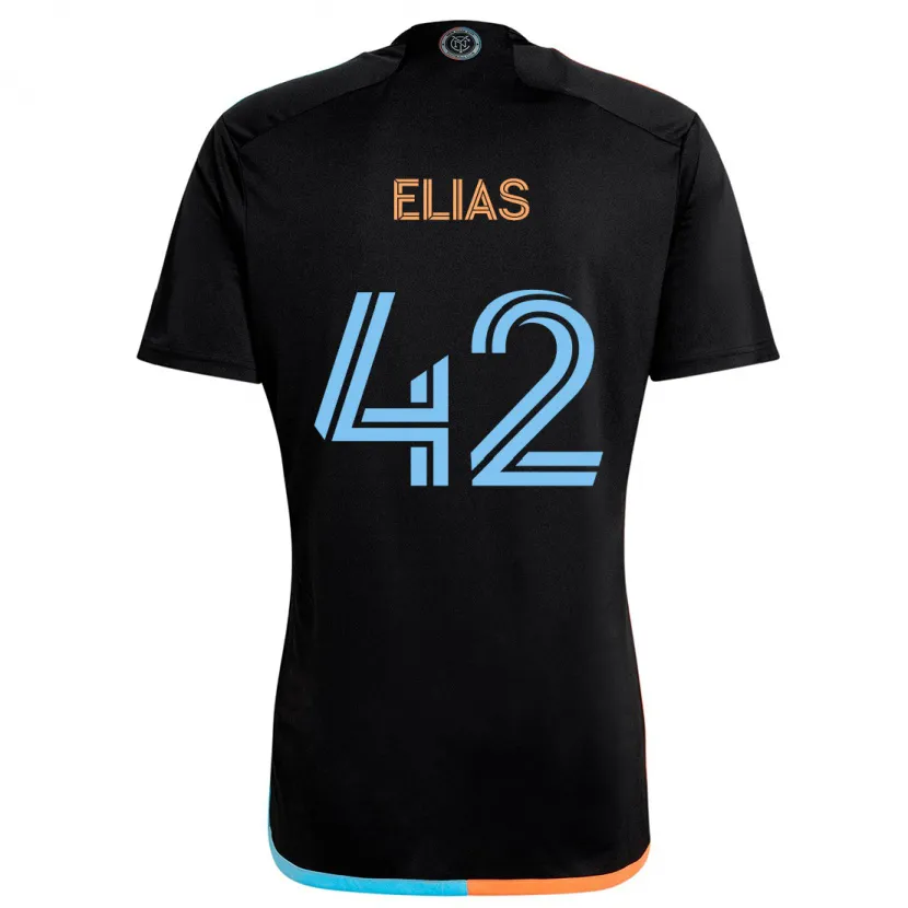 Danxen Niño Camiseta Piero Elias #42 Negro Naranja Azul 2ª Equipación 2024/25 La Camisa