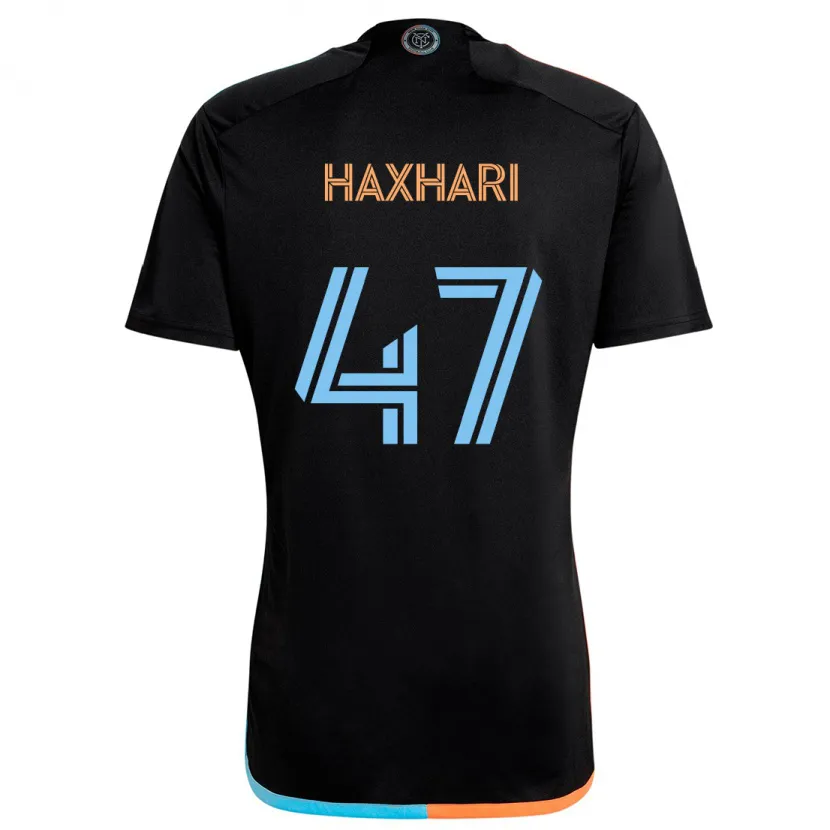 Danxen Niño Camiseta Klevis Haxhari #47 Negro Naranja Azul 2ª Equipación 2024/25 La Camisa