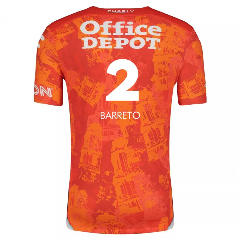 Danxen Niño Camiseta Sergio Barreto #2 Naranja Blanco 2ª Equipación 2024/25 La Camisa