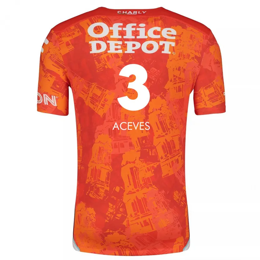 Danxen Niño Camiseta Alonso Aceves #3 Naranja Blanco 2ª Equipación 2024/25 La Camisa