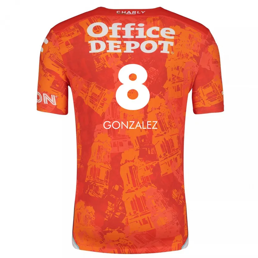 Danxen Niño Camiseta Bryan González #8 Naranja Blanco 2ª Equipación 2024/25 La Camisa