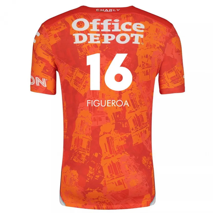 Danxen Niño Camiseta Antonio Figueroa #16 Naranja Blanco 2ª Equipación 2024/25 La Camisa