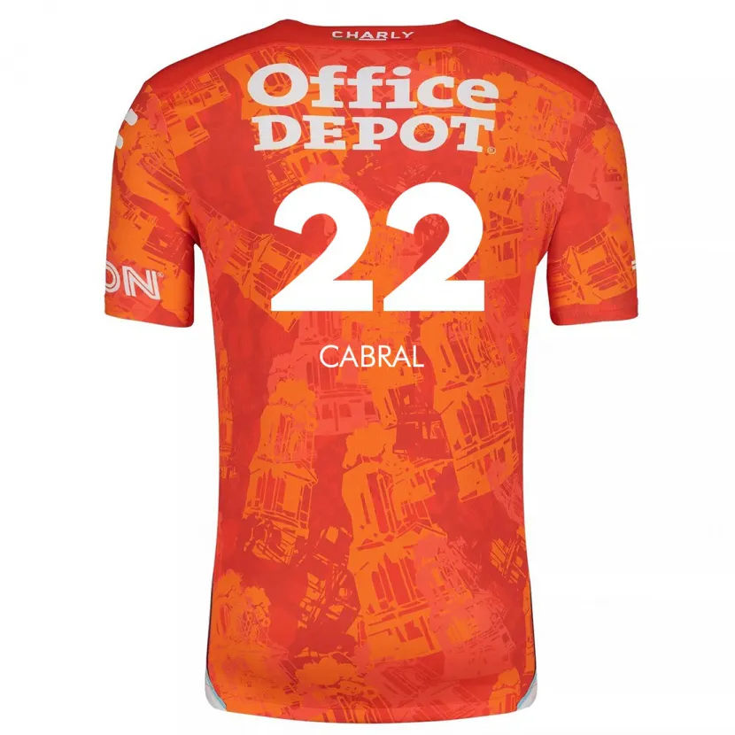 Danxen Niño Camiseta Gustavo Cabral #22 Naranja Blanco 2ª Equipación 2024/25 La Camisa