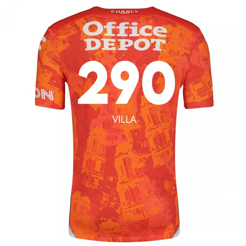 Danxen Niño Camiseta Adrián Villa #290 Naranja Blanco 2ª Equipación 2024/25 La Camisa