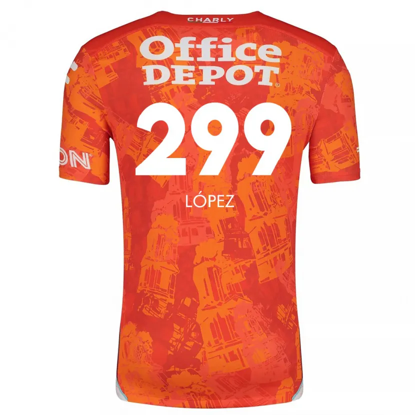 Danxen Niño Camiseta Santiago López #299 Naranja Blanco 2ª Equipación 2024/25 La Camisa