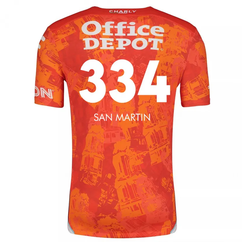 Danxen Niño Camiseta Uziel San Martín #334 Naranja Blanco 2ª Equipación 2024/25 La Camisa