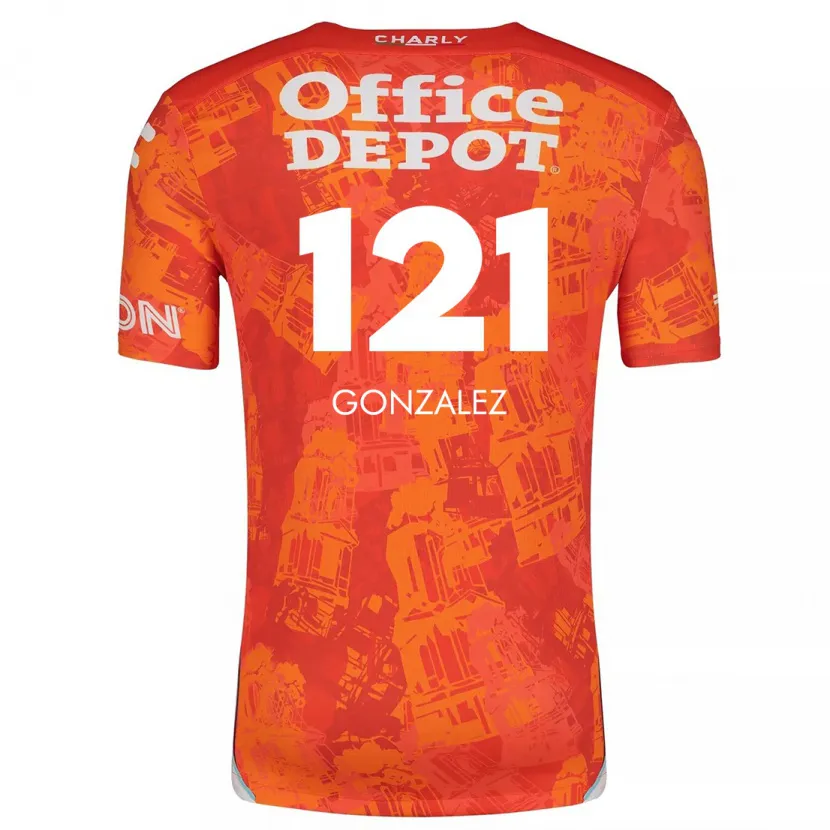 Danxen Niño Camiseta Cristian González #121 Naranja Blanco 2ª Equipación 2024/25 La Camisa