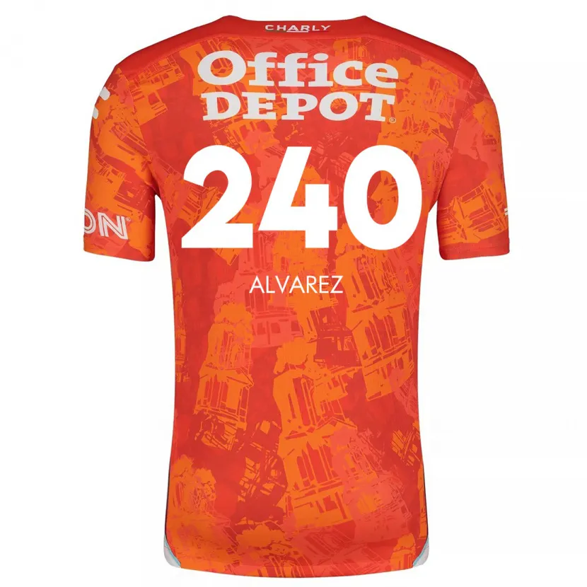 Danxen Niño Camiseta Gael Álvarez #240 Naranja Blanco 2ª Equipación 2024/25 La Camisa