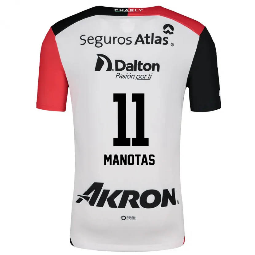 Danxen Niño Camiseta Mauro Manotas #11 Blanco Rojo Negro 2ª Equipación 2024/25 La Camisa