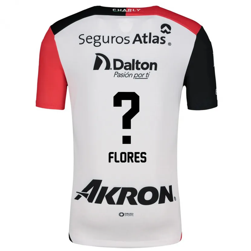 Danxen Niño Camiseta Luis Flores #0 Blanco Rojo Negro 2ª Equipación 2024/25 La Camisa