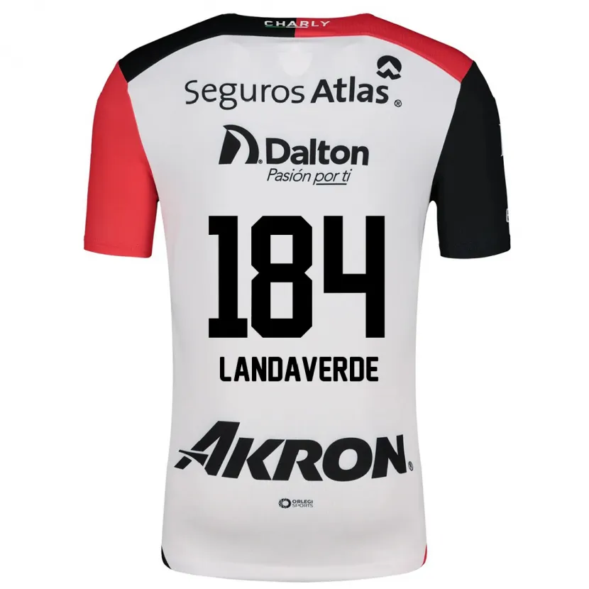 Danxen Niño Camiseta Antero Landaverde #184 Blanco Rojo Negro 2ª Equipación 2024/25 La Camisa