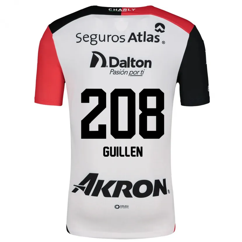 Danxen Niño Camiseta Jesús Guillén #208 Blanco Rojo Negro 2ª Equipación 2024/25 La Camisa