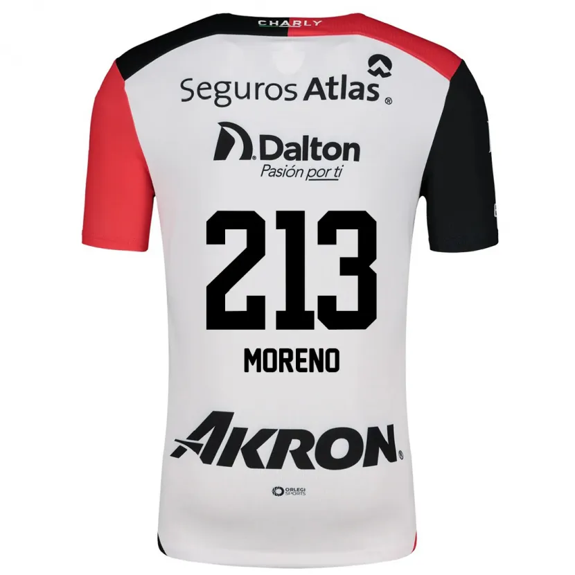 Danxen Niño Camiseta Eduardo Moreno #213 Blanco Rojo Negro 2ª Equipación 2024/25 La Camisa