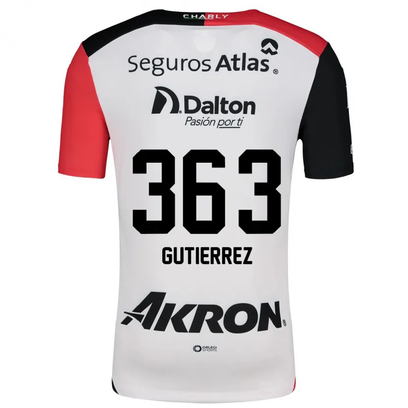 Danxen Niño Camiseta Orlando Gutiérrez #363 Blanco Rojo Negro 2ª Equipación 2024/25 La Camisa