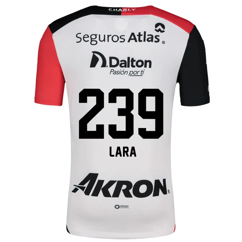 Danxen Niño Camiseta Guadalupe Lara #239 Blanco Rojo Negro 2ª Equipación 2024/25 La Camisa