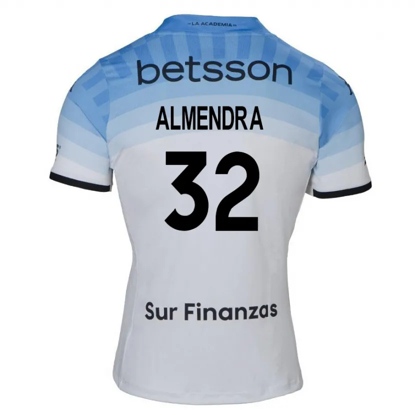 Danxen Niño Camiseta Agustín Almendra #32 Blanco Azul Negro 2ª Equipación 2024/25 La Camisa