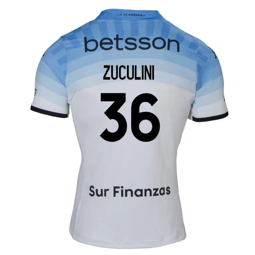 Danxen Niño Camiseta Bruno Zuculini #36 Blanco Azul Negro 2ª Equipación 2024/25 La Camisa