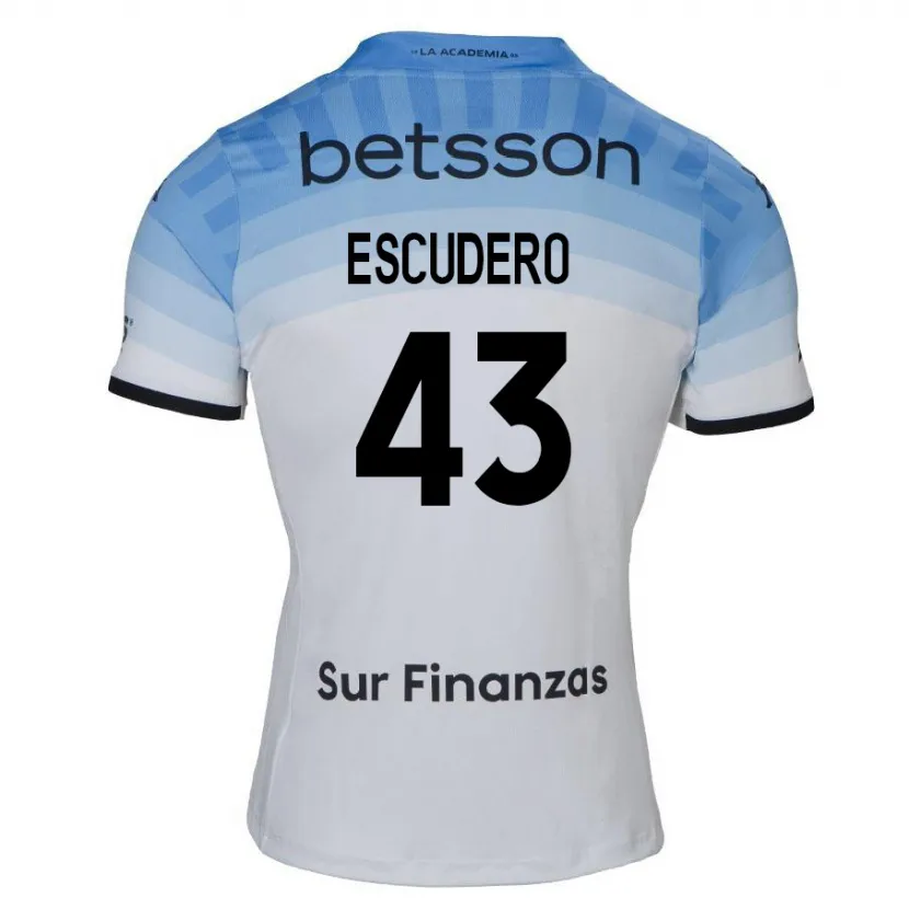 Danxen Niño Camiseta Gonzalo Escudero #43 Blanco Azul Negro 2ª Equipación 2024/25 La Camisa