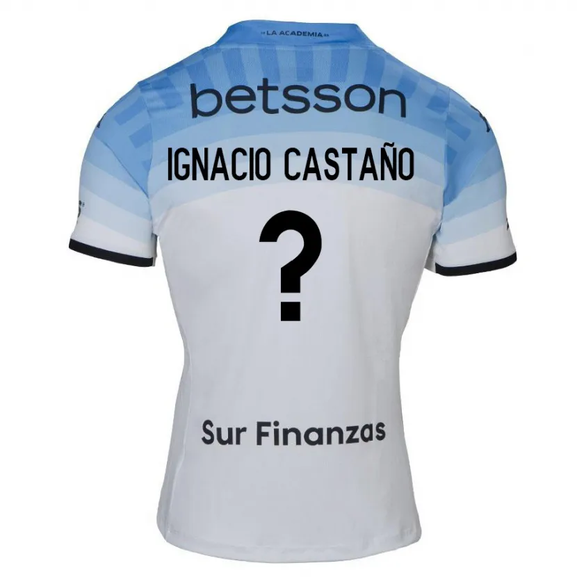 Danxen Niño Camiseta Juan Ignacio Castaño #0 Blanco Azul Negro 2ª Equipación 2024/25 La Camisa