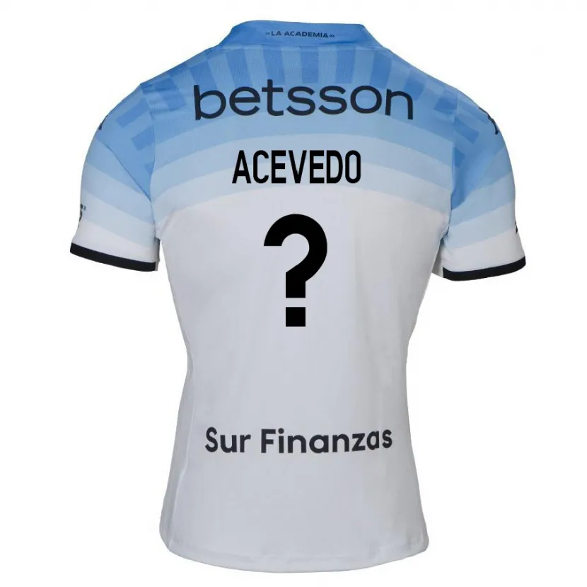 Danxen Niño Camiseta Matías Acevedo #0 Blanco Azul Negro 2ª Equipación 2024/25 La Camisa