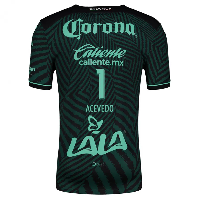 Danxen Niño Camiseta Carlos Acevedo #1 Verde Negro 2ª Equipación 2024/25 La Camisa