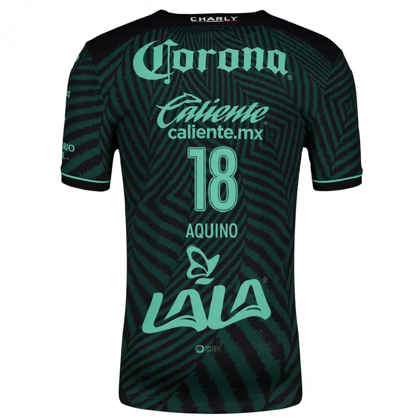 Danxen Niño Camiseta Pedro Aquino #18 Verde Negro 2ª Equipación 2024/25 La Camisa