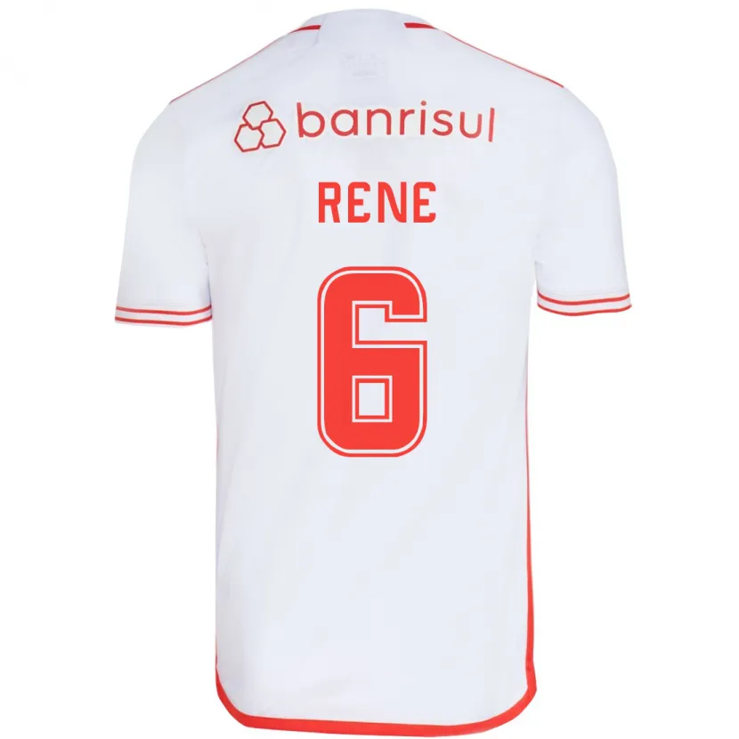 Danxen Niño Camiseta Renê #6 Blanco Rojo 2ª Equipación 2024/25 La Camisa