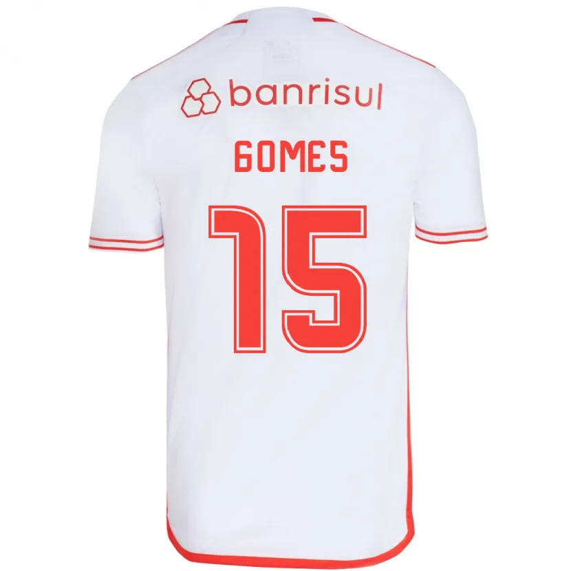 Danxen Niño Camiseta Bruno Gomes #15 Blanco Rojo 2ª Equipación 2024/25 La Camisa