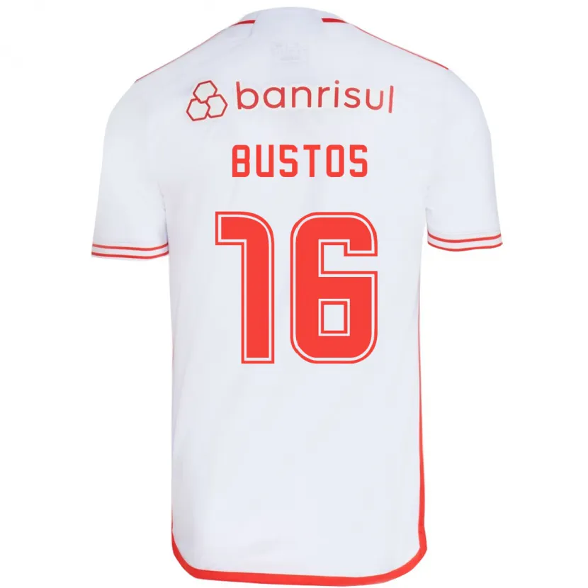 Danxen Niño Camiseta Fabricio Bustos #16 Blanco Rojo 2ª Equipación 2024/25 La Camisa