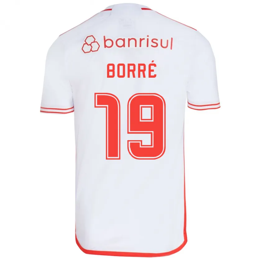 Danxen Niño Camiseta Rafael Borré #19 Blanco Rojo 2ª Equipación 2024/25 La Camisa