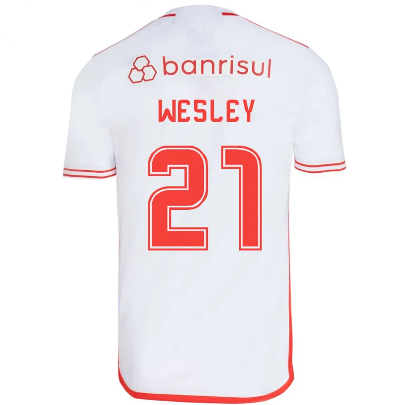 Danxen Niño Camiseta Wesley #21 Blanco Rojo 2ª Equipación 2024/25 La Camisa