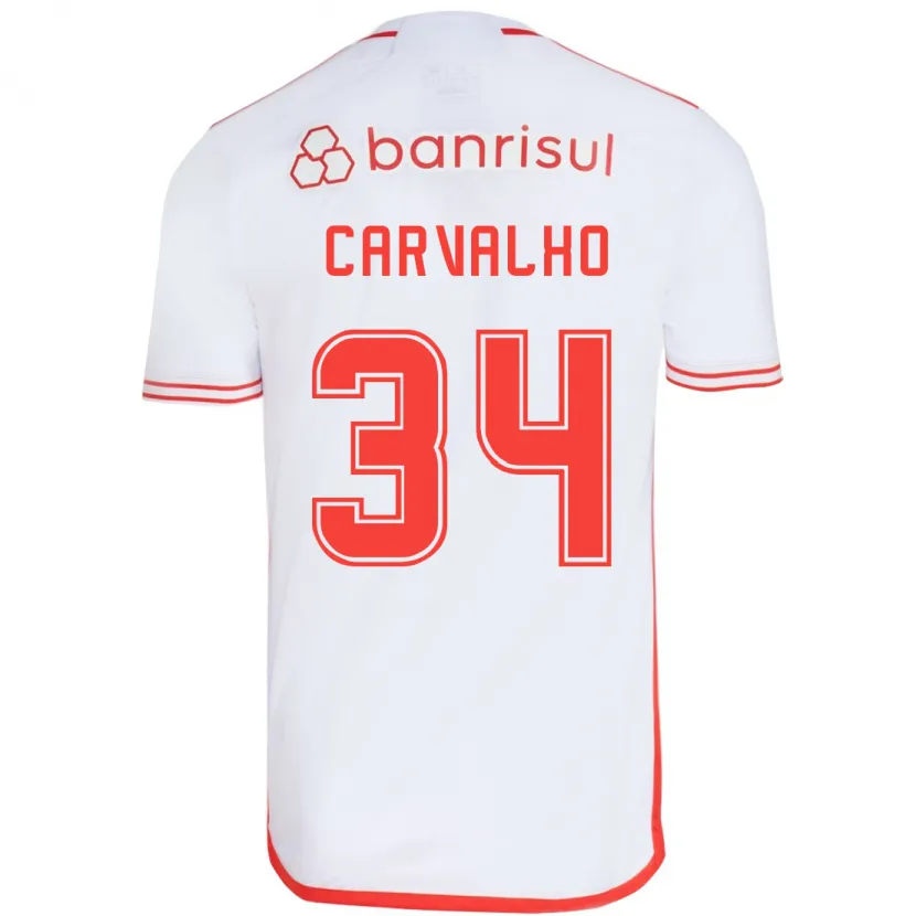 Danxen Niño Camiseta Gabriel Carvalho #34 Blanco Rojo 2ª Equipación 2024/25 La Camisa