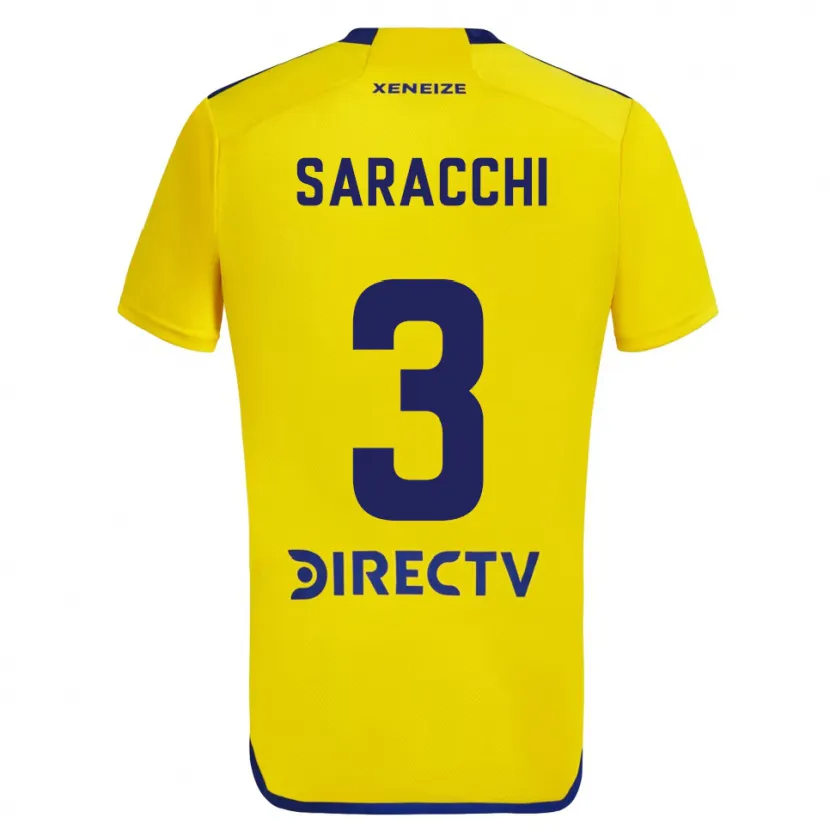 Danxen Niño Camiseta Marcelo Saracchi #3 Amarillo Azul 2ª Equipación 2024/25 La Camisa