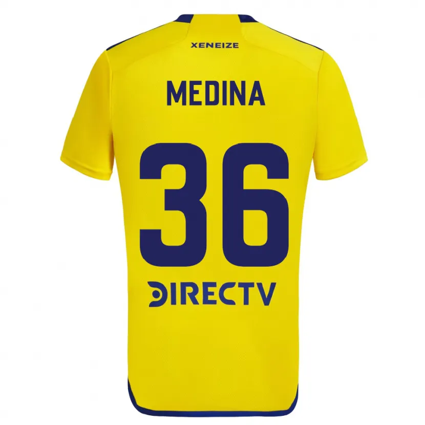 Danxen Niño Camiseta Cristian Medina #36 Amarillo Azul 2ª Equipación 2024/25 La Camisa