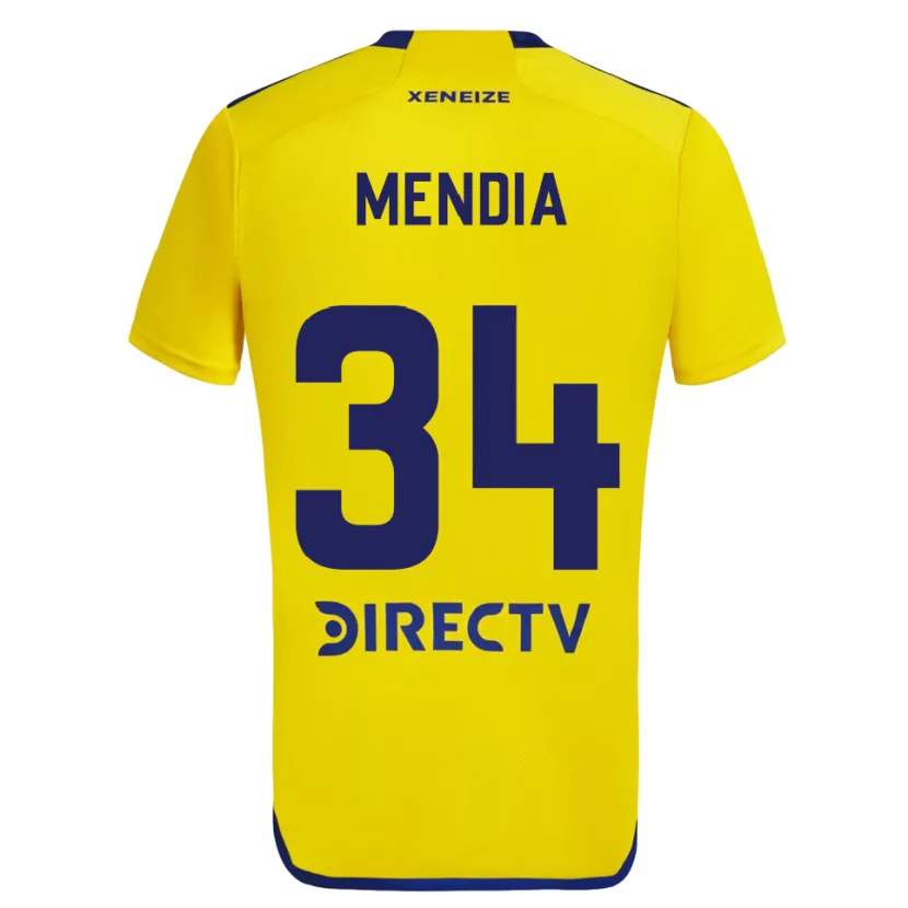 Danxen Niño Camiseta Mateo Mendía #34 Amarillo Azul 2ª Equipación 2024/25 La Camisa